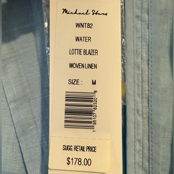 Michael Stars Light Blue 100% Linen Blazer RV $178 NWT Medium - Picture 4 of 7